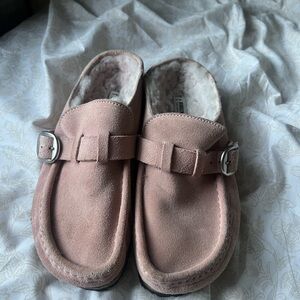 Birkenstock Pink Mules Cozy Suede Clogs